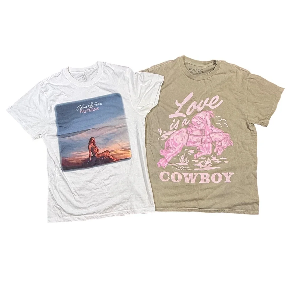 Kelsea Ballerini Patterns Album & Love a Cowboy Graphic T Shirt Bundle Woman's M - Picture 1 of 16